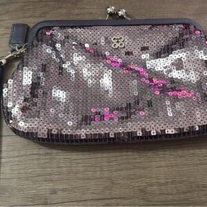 Glamorous Sequin Clutch - Silver and Purple